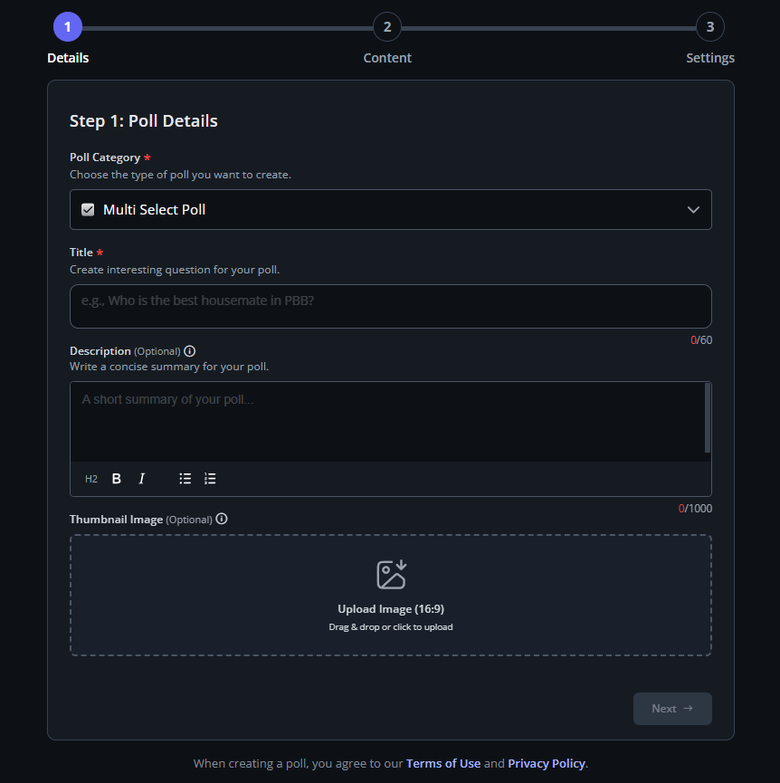 Zenfied Create Poll Interface